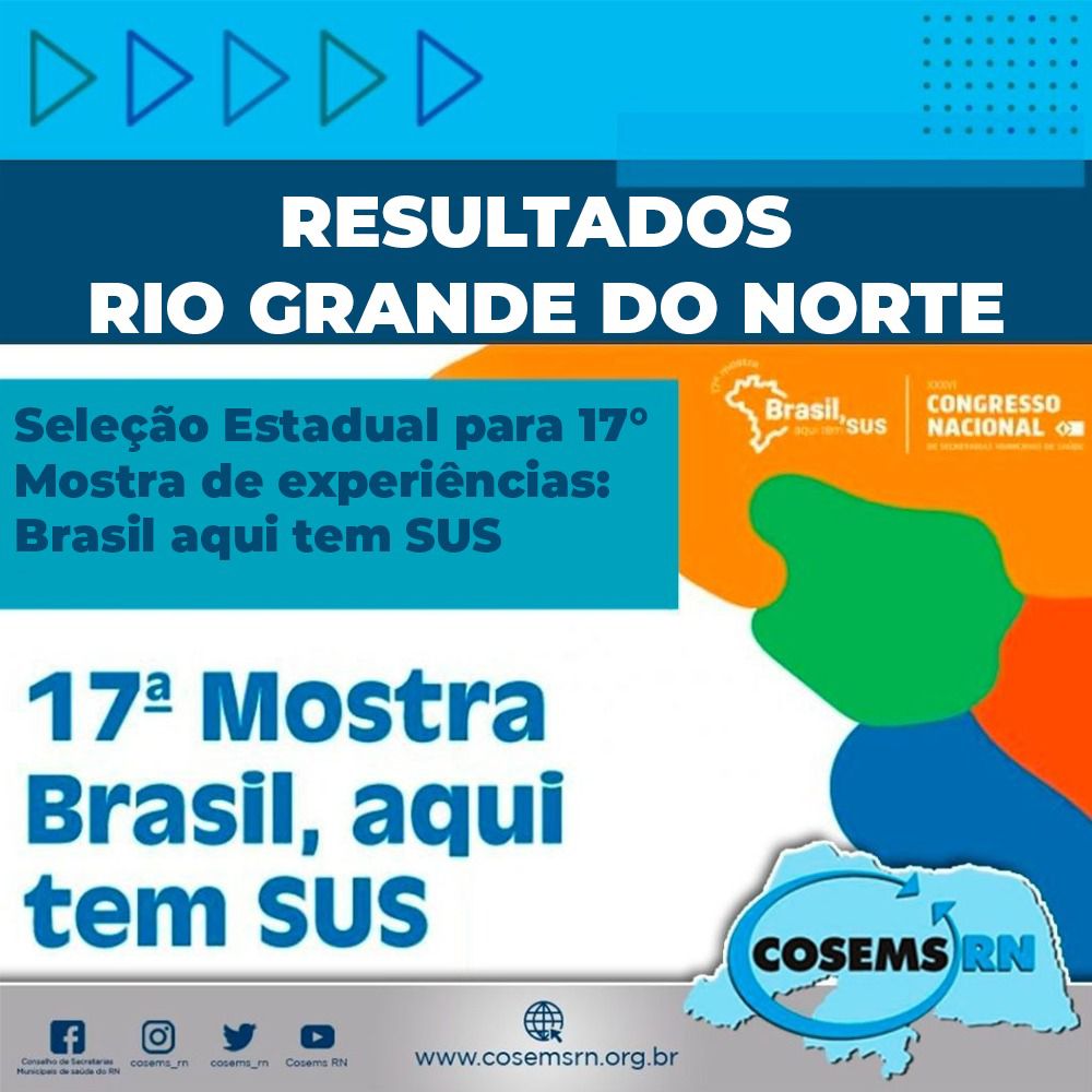 Cosems-RN divulga experiências exitosas selecionadas para a 17ª Mostra “Brasil, aqui tem SUS”